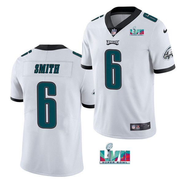 Men's Philadelphia Eagles #6 DeVonta Smith White Super Bowl LVII Patch Vapor Untouchable Limited Stitched Jersey